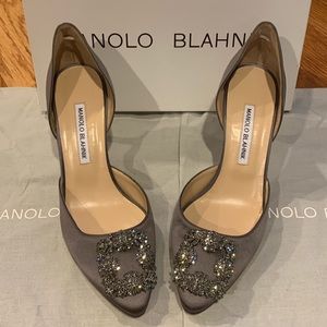 Manolo Blahnik Hangisi 70mm Satin D’orsay Pump